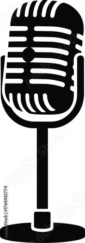 retro microphone on a stand with rounded grille silhouette