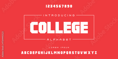 College varsity sport font alphabet, classic typeface style for baseball, football and basketball logo, athletic department typography and t-shirt design