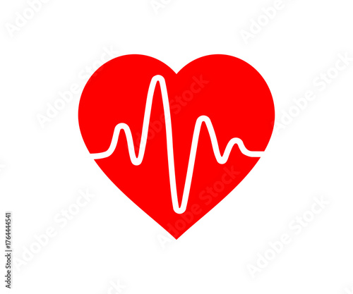 Heart beat icon. Heart shape with pulse. Heart beat pulse flat icon for medical app vector design and illustration.
