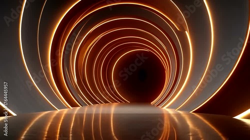 Futuristic Tunnel with Glowing Lights in a Smooth and Curved Space Design