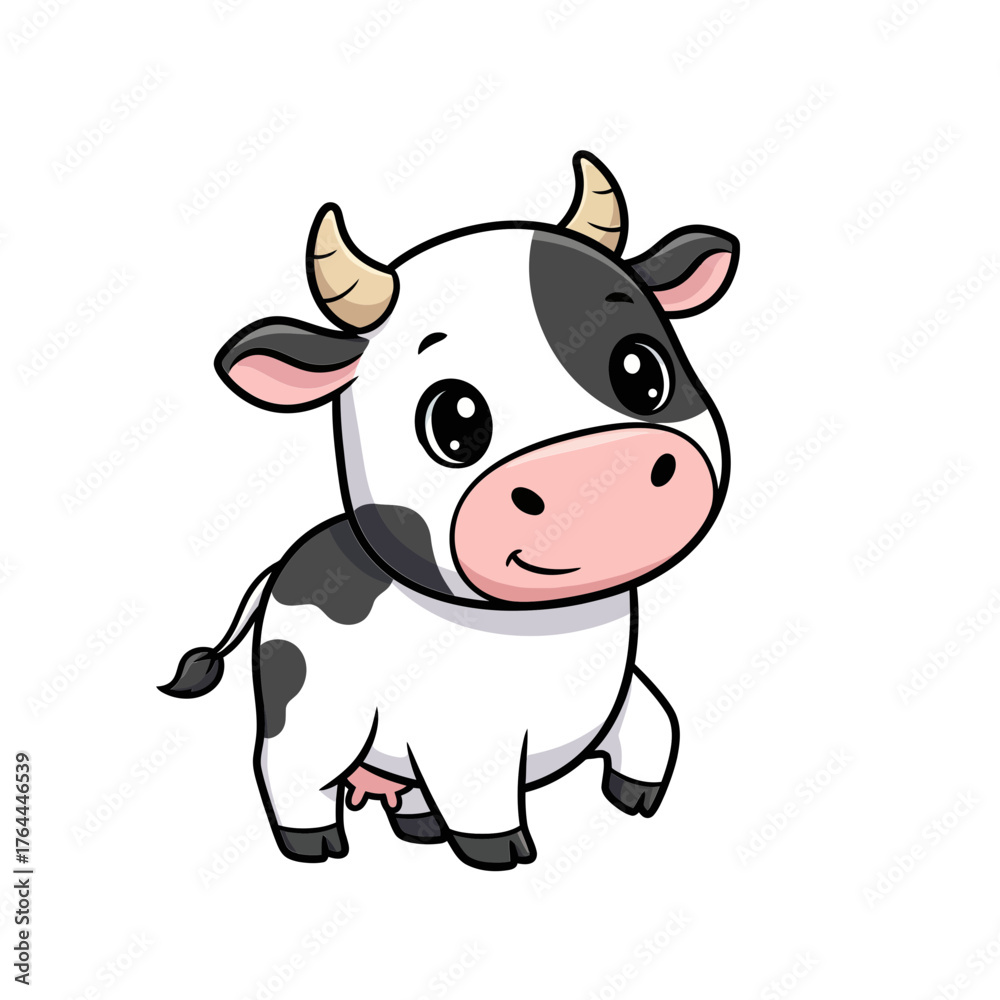 Fototapeta premium Cute Cartoon Cow Illustration