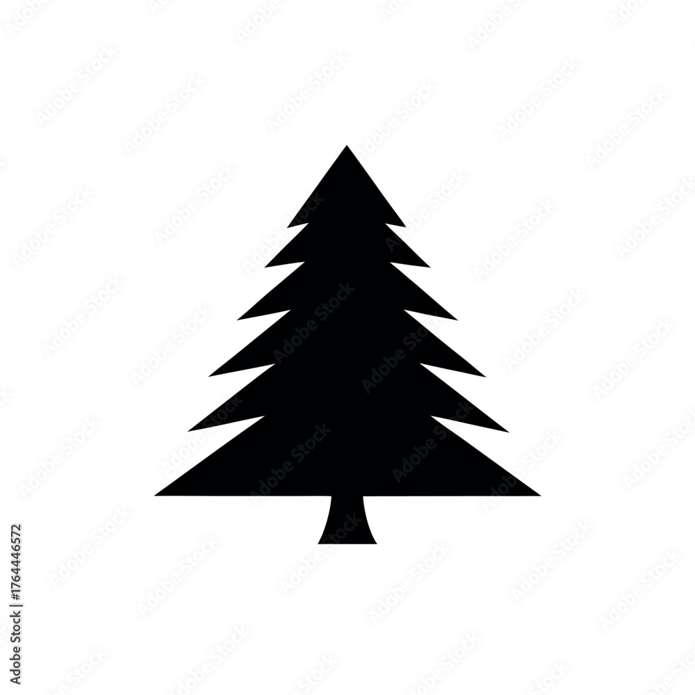 Fototapeta premium Decorated Christmas Tree Silhouette Vector