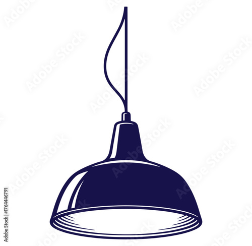 Minimalist vector illustration of a modern hanging pendant lamp with clean lines