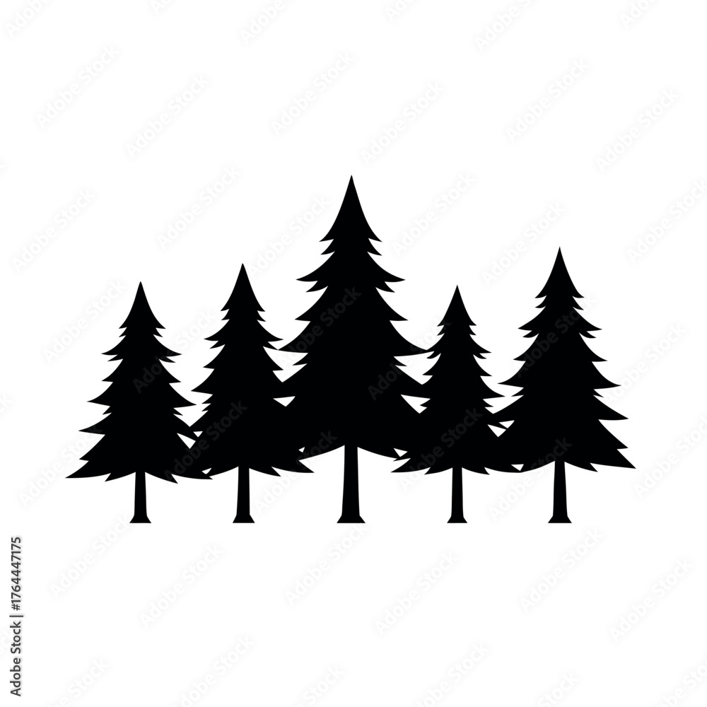 Obraz premium Forest with rounded top silhouette
