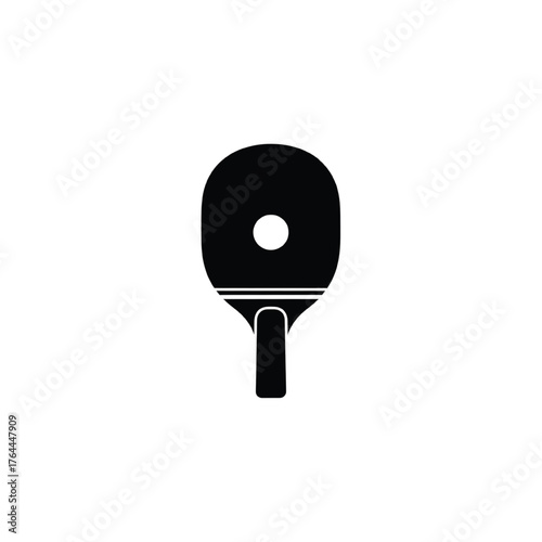 icon of red ping-pong paddle striking white ball