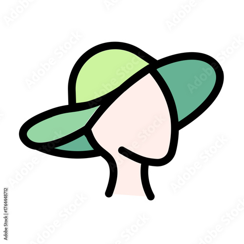 beach hat icon with flat line style