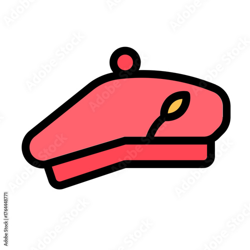french hat icon with flat line style