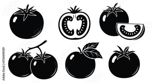 Black tomato illustrations fruit vegetable