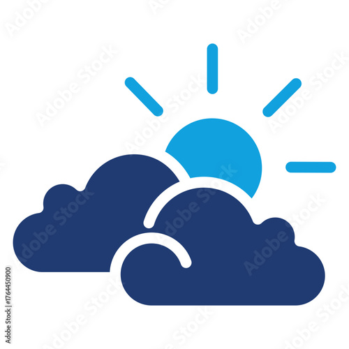 Partly Cloudy Flat Blue Icon