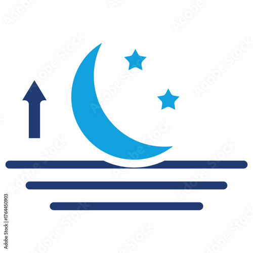 Moon Raise Flat Blue Icon