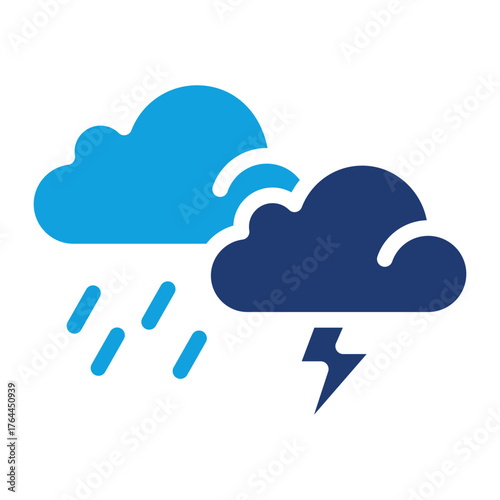 Thunder Strom Flat Blue Icon
