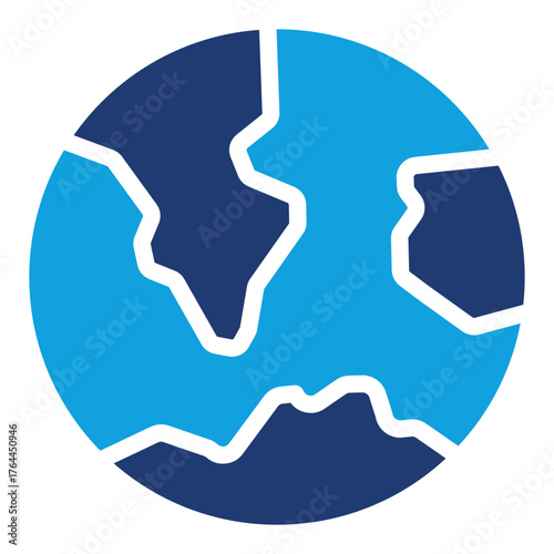 Earth Flat Blue Icon