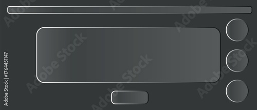 A collection of abstract mobile device user interface elements including screens, buttons, and input fields, ideal for prototyping and digital design concepts.