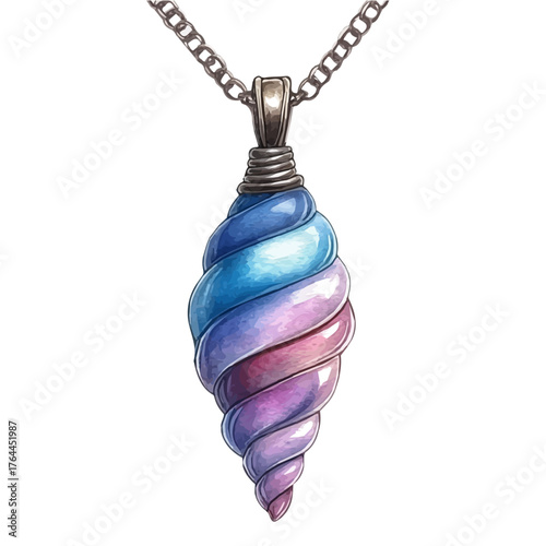 Unicorn Horn Pendant, watercolor vector, isolated on a white background.