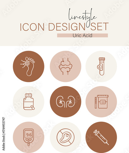 Linestyle Icon Design Set uric Acid