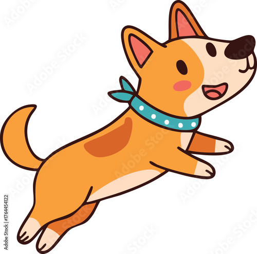 Cute Running Dog Doodle Clipart Illustration