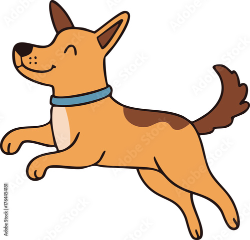 Cute Running Dog Doodle Clipart Illustration
