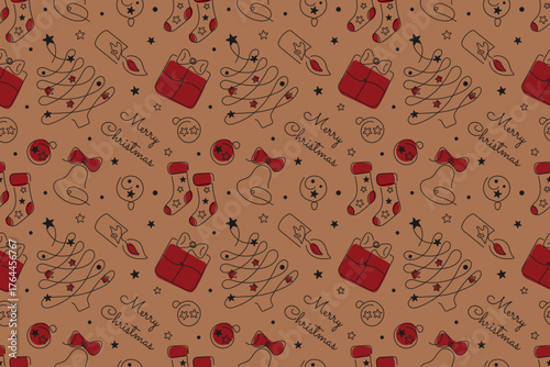 Seamless pattern on a Christmas theme. Vector illustration for decorating gifts for New Year and Christmas.
