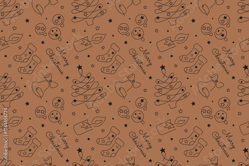 Seamless pattern on a Christmas theme. Vector illustration for decorating gifts for New Year and Christmas.