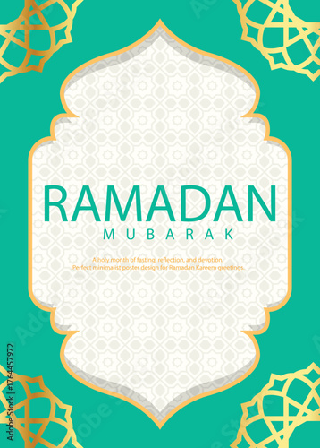 Elegant Ramadan Mubarak Celebration Poster with Islamic Motifs