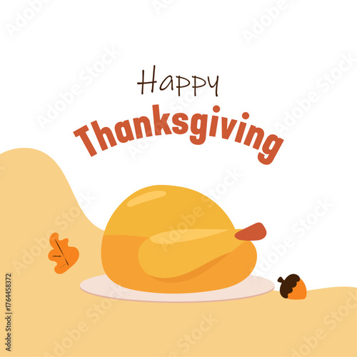 Thanksgiving Banner Holiday Banner with Roast Turkey