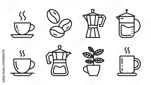 Modern coffee cup icon design with multiple color options for branding and digital use