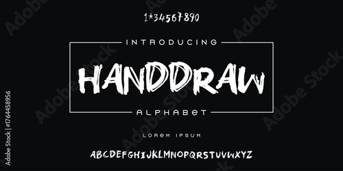 Hand drawn alphabet font, college varsity sport typeface for baseball football and basketball logo, athletic department typography and t-shirt design