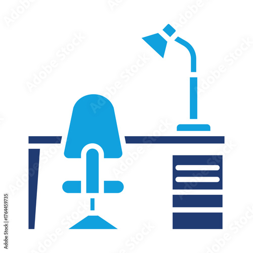Study Table Flat Blue Icon