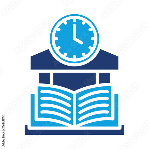 Library Hours Flat Blue Icon