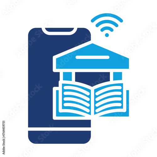 Mobile Library Flat Blue Icon