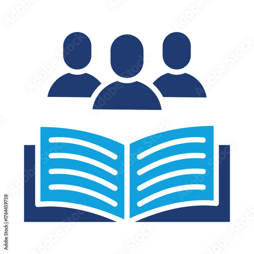Reading Club Flat Blue Icon