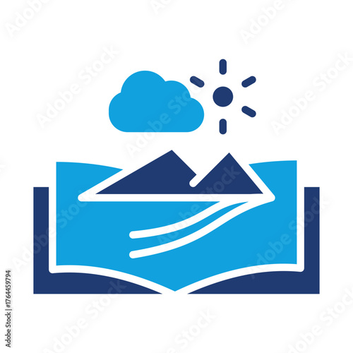 Pop Up Book Flat Blue Icon
