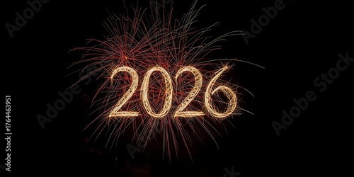 Golden 2026 Sparkles Amidst Fiery Fireworks Celebration