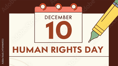Human Rights Day on the Calendar: A visual commemoration of Human Rights Day, the 10th of December, presented with a calendar and a pen.