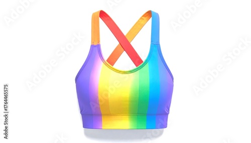 Rainbow sports bra isolated on white background