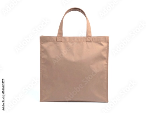 Beige tote bag isolated on white clean background