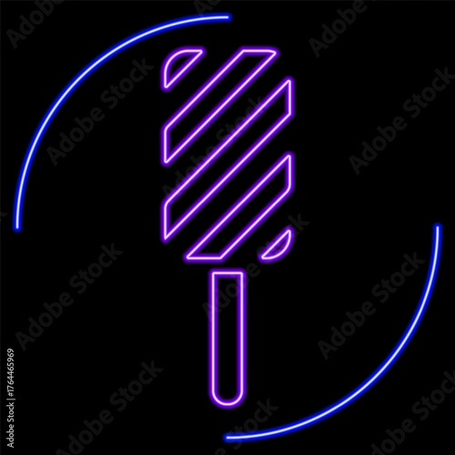 ice cream neon sign, modern glowing banner design, colorful modern design trends on black background. Vector illustration.