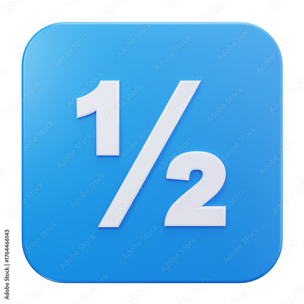 Obraz premium 3D Fraction One Half Math Symbol