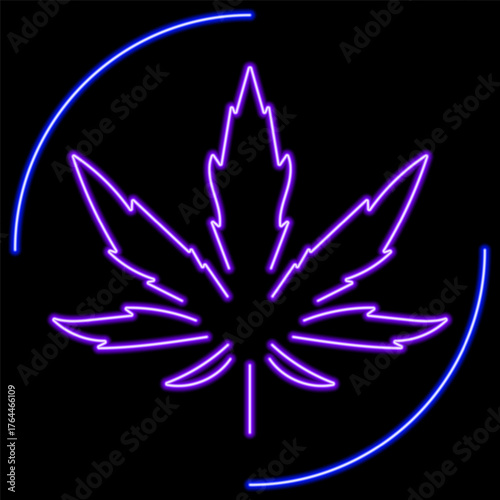 marijuana neon sign, modern glowing banner design, colorful modern design trends on black background. Vector illustration.
