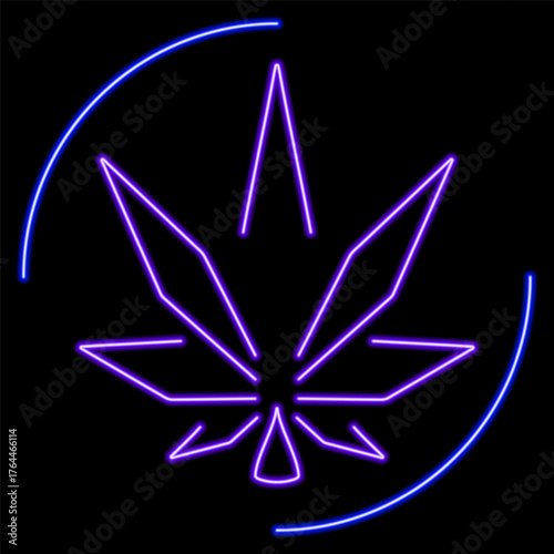 marijuana neon sign, modern glowing banner design, colorful modern design trends on black background. Vector illustration.