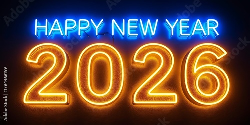 Neon Happy New Year 2026 Celebration