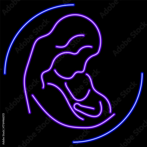 mother's day neon sign, modern glowing banner design, colorful modern design trends on black background. Vector illustration.