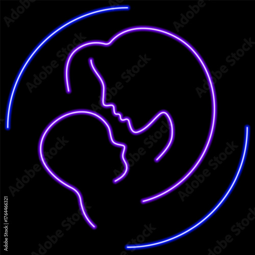 mother's day neon sign, modern glowing banner design, colorful modern design trends on black background. Vector illustration.