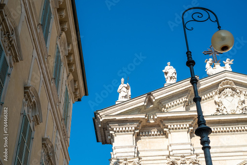 Exterior facade of the Cathedral of St. Peter the Apostle in Mantua