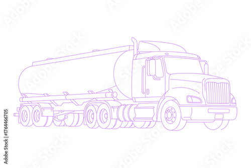 Line art illustration of fuel tanker truck