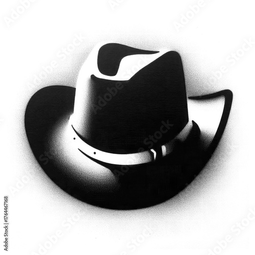 cowboy icon in stencil-art style,black and white