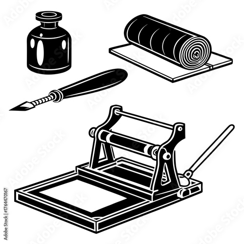 Linocut tools and materials for printmaking