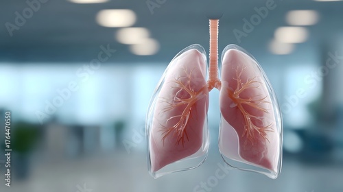 Transparent Human Lungs Anatomy Model for Breathing