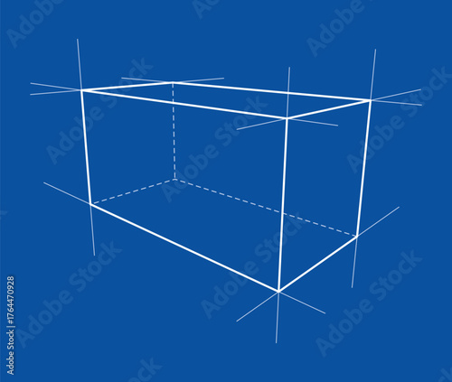 Geometric Wireframe on Blue Background