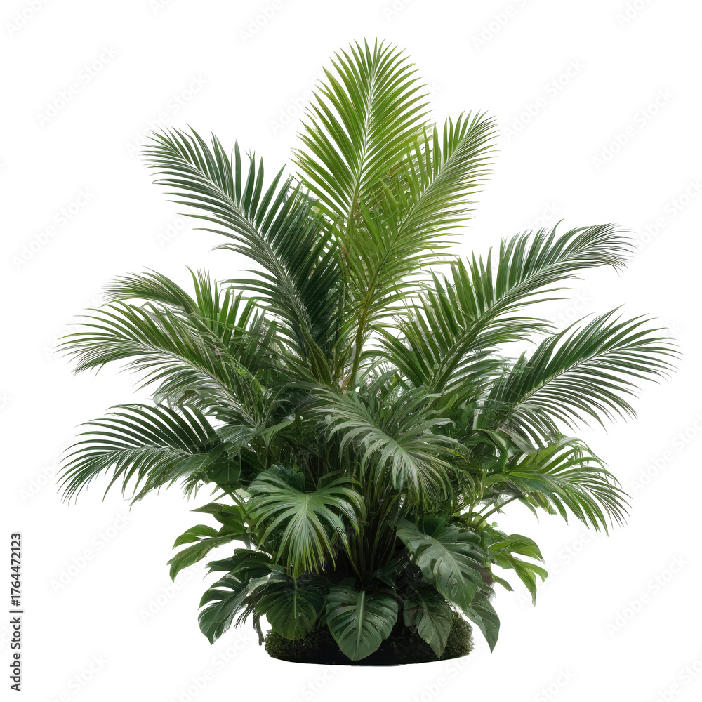 Fototapeta premium Lush, green tropical plant with many vibrant, layered leaves